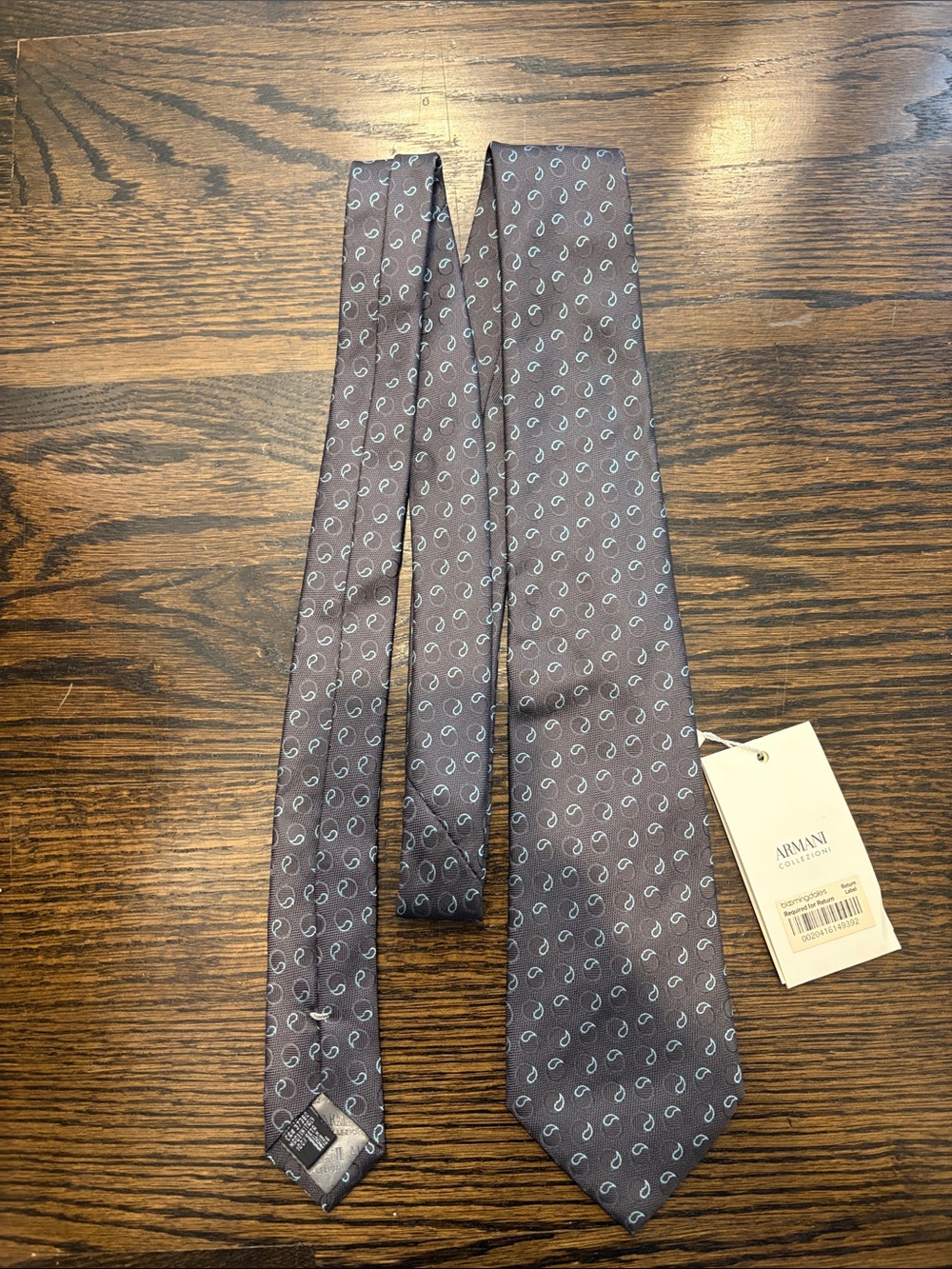 Armani Collezioni Brown Tie with Light Blue Paisley Motif